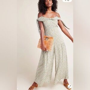 Festival bridal spring summer feminine fairy jumpsuit off shoulder floral